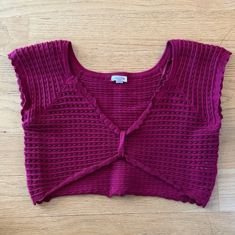 Garage Deep Red Knit Crop Top